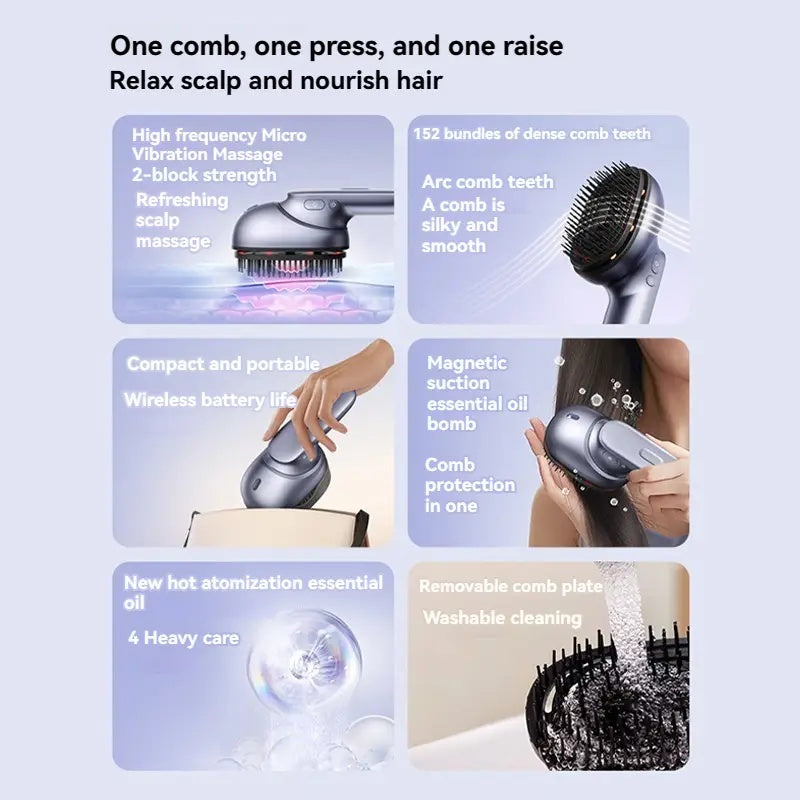 Elegance™ HairGlow Massage Brush – With Oil Infusion Technology